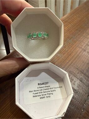 Bomb Party Mint Tourmaline Silver-Plated Ring